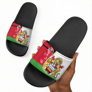 Malawi Independence Day 6 July Slide Sandals Malawian Coat Of Arms Flag Ribbon
