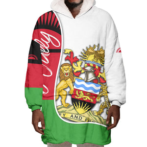 Malawi Independence Day 6 July Wearable Blanket Hoodie Malawian Coat Of Arms Flag Ribbon