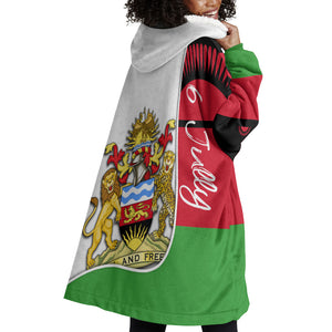 Malawi Independence Day 6 July Wearable Blanket Hoodie Malawian Coat Of Arms Flag Ribbon