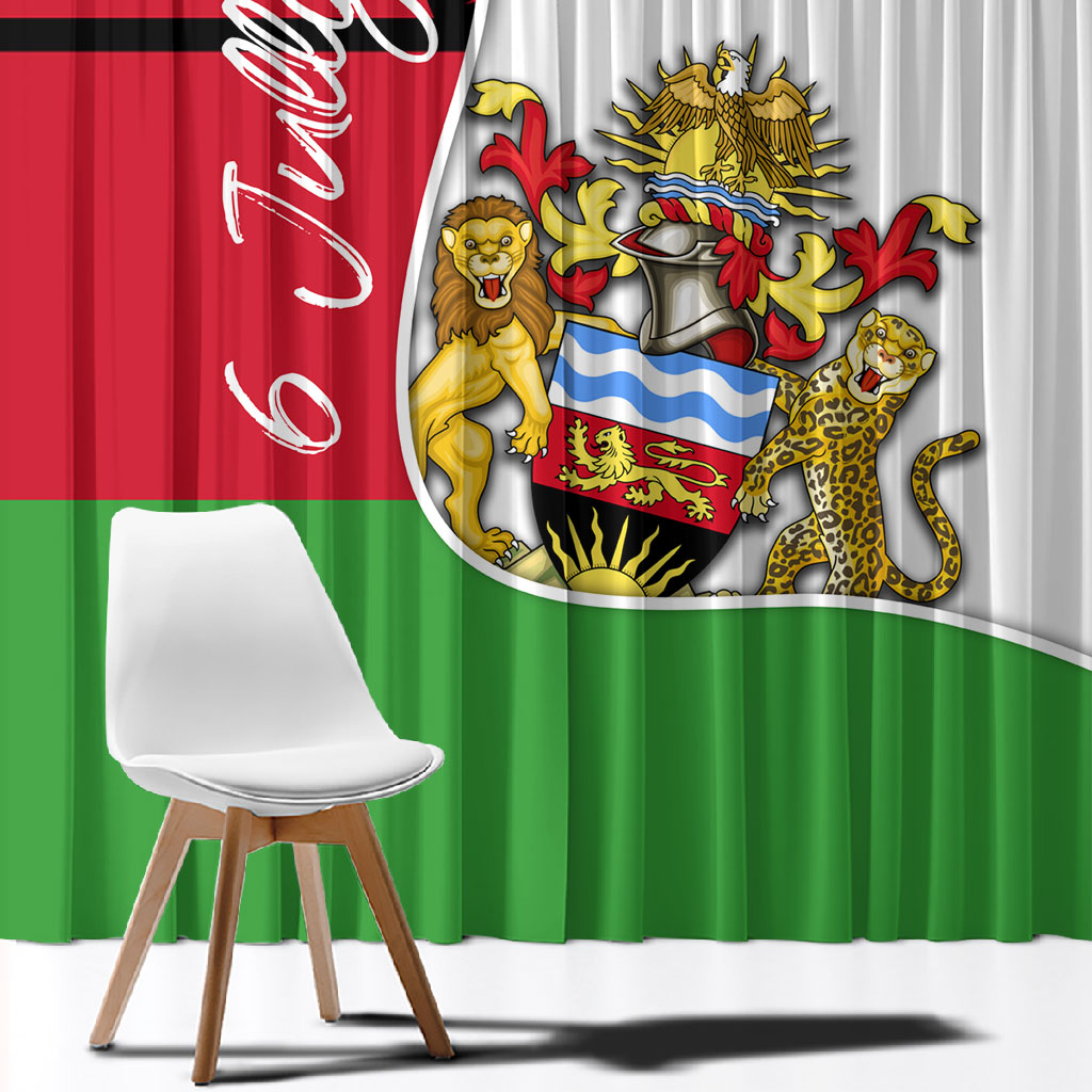Malawi Independence Day 6 July Window Curtain Malawian Coat Of Arms Flag Ribbon