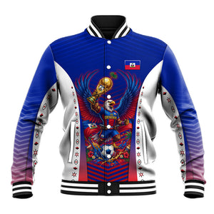 Personalized Haiti Football Eagle Champions Baseball Jacket Les Grenadiers Soccer Trophy 2026 Heritage Flag