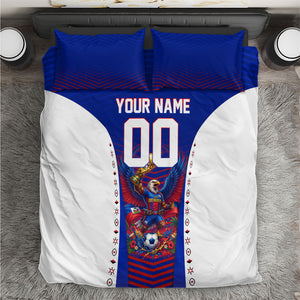 Personalized Haiti Football Eagle Champions Bedding Set Les Grenadiers Soccer Trophy 2026 Heritage Flag