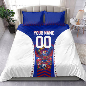 Personalized Haiti Football Eagle Champions Bedding Set Les Grenadiers Soccer Trophy 2026 Heritage Flag