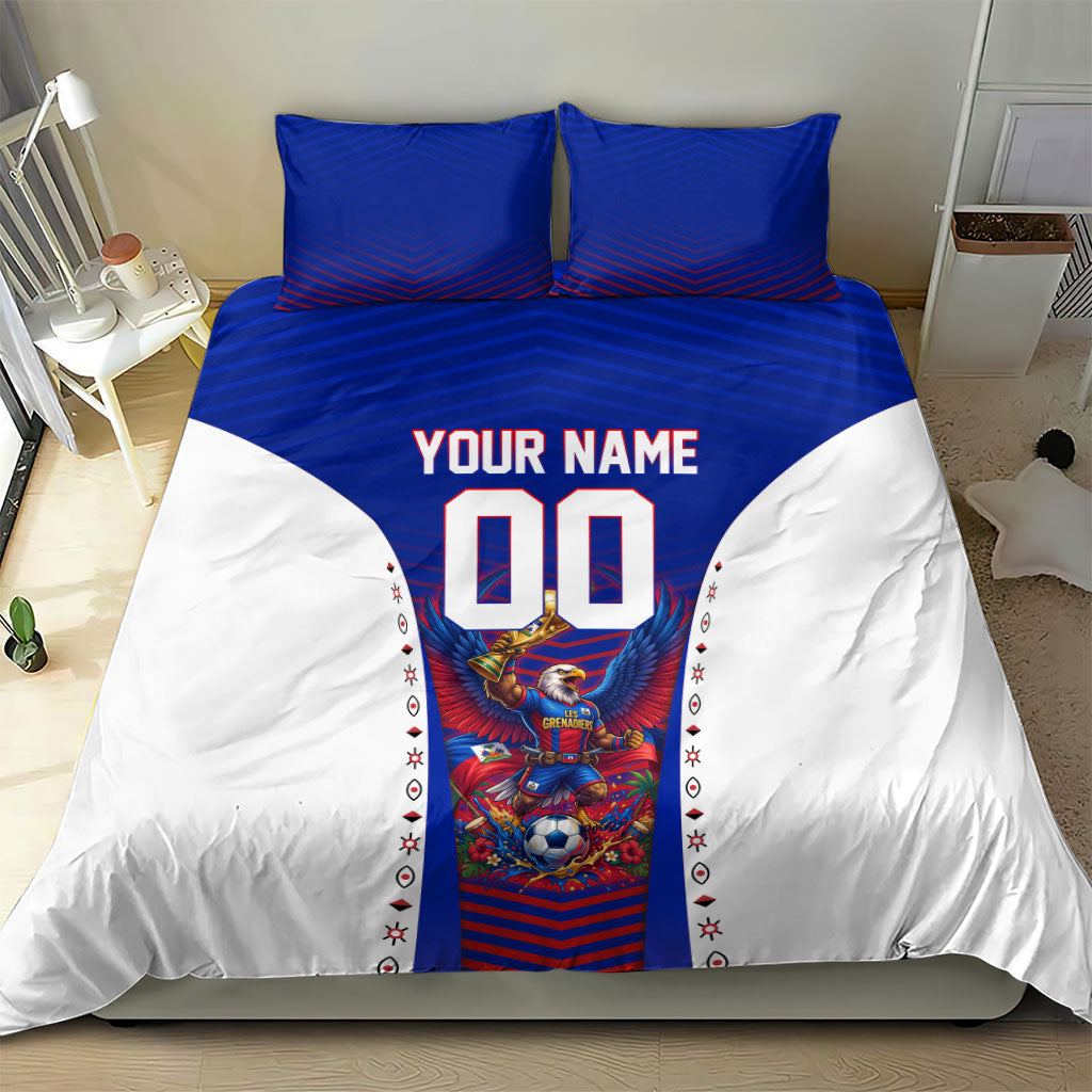 Personalized Haiti Football Eagle Champions Bedding Set Les Grenadiers Soccer Trophy 2026 Heritage Flag