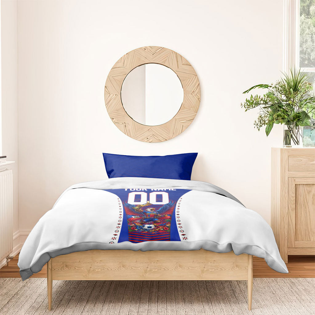 Personalized Haiti Football Eagle Champions Bedding Set Les Grenadiers Soccer Trophy 2026 Heritage Flag