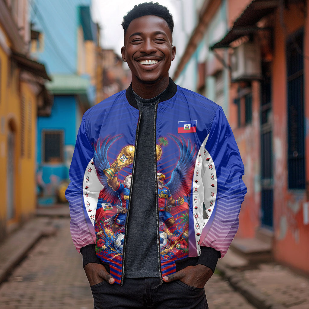 Personalized Haiti Football Eagle Champions Bomber Jacket Les Grenadiers Soccer Trophy 2026 Heritage Flag