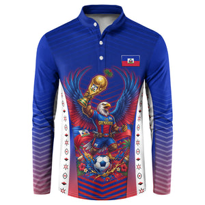 Personalized Haiti Football Eagle Champions Button Sweatshirt Les Grenadiers Soccer Trophy 2026 Heritage Flag