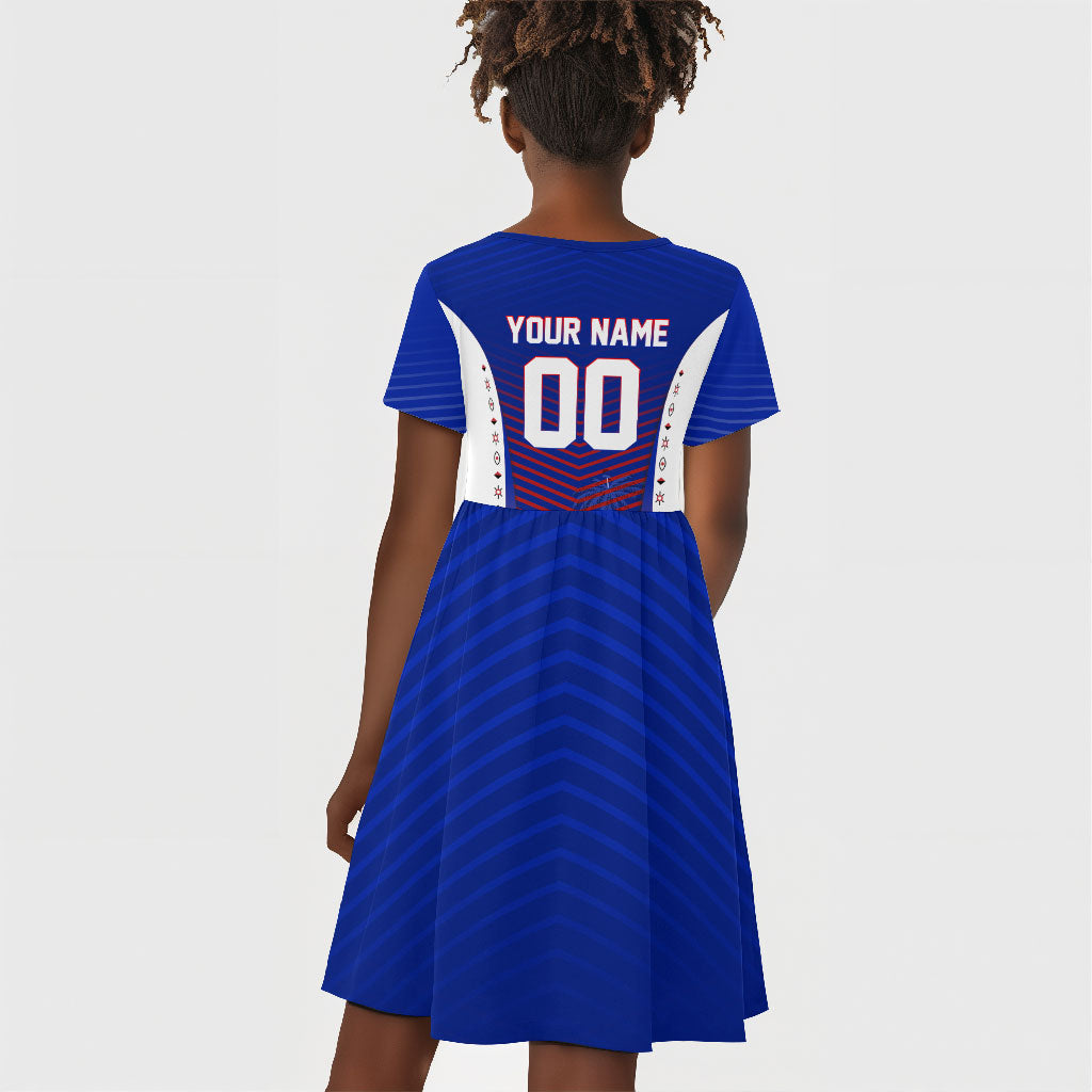 Personalized Haiti Football Eagle Champions Kid Short Sleeve Dress Les Grenadiers Soccer Trophy 2026 Heritage Flag