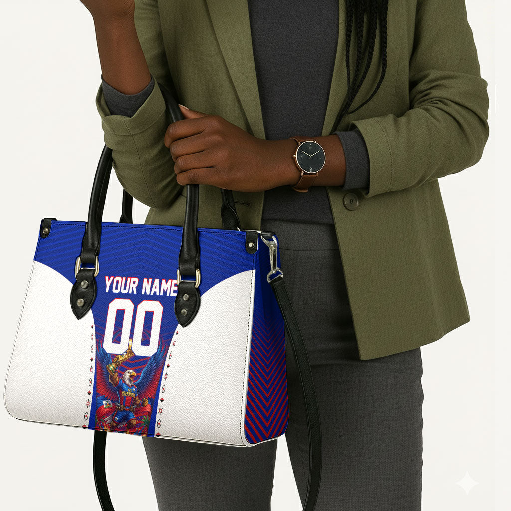 Personalized Haiti Football Eagle Champions Leather Bag Les Grenadiers Soccer Trophy 2026 Heritage Flag