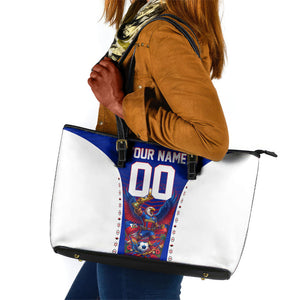 Personalized Haiti Football Eagle Champions Leather Tote Bag Les Grenadiers Soccer Trophy 2026 Heritage Flag