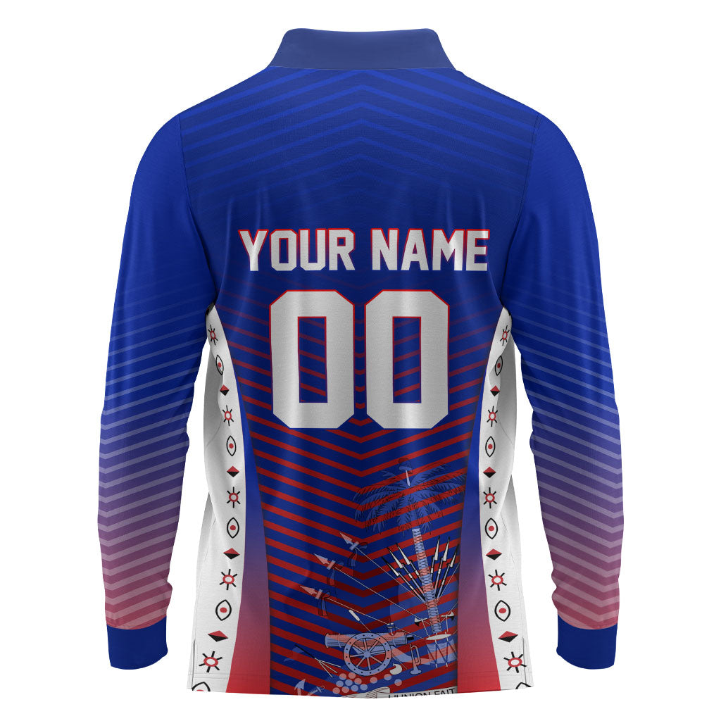 Personalized Haiti Football Eagle Champions Long Sleeve Polo Shirt Les Grenadiers Soccer Trophy 2026 Heritage Flag