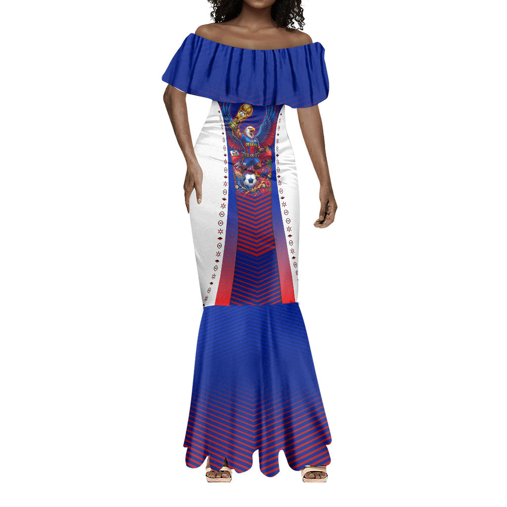 Personalized Haiti Football Eagle Champions Mermaid Dress Les Grenadiers Soccer Trophy 2026 Heritage Flag