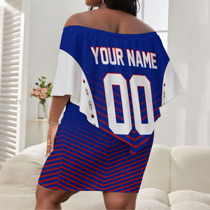 Personalized Haiti Football Eagle Champions Off Shoulder Short Dress Les Grenadiers Soccer Trophy 2026 Heritage Flag