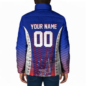 Personalized Haiti Football Eagle Champions Padded Jacket Les Grenadiers Soccer Trophy 2026 Heritage Flag