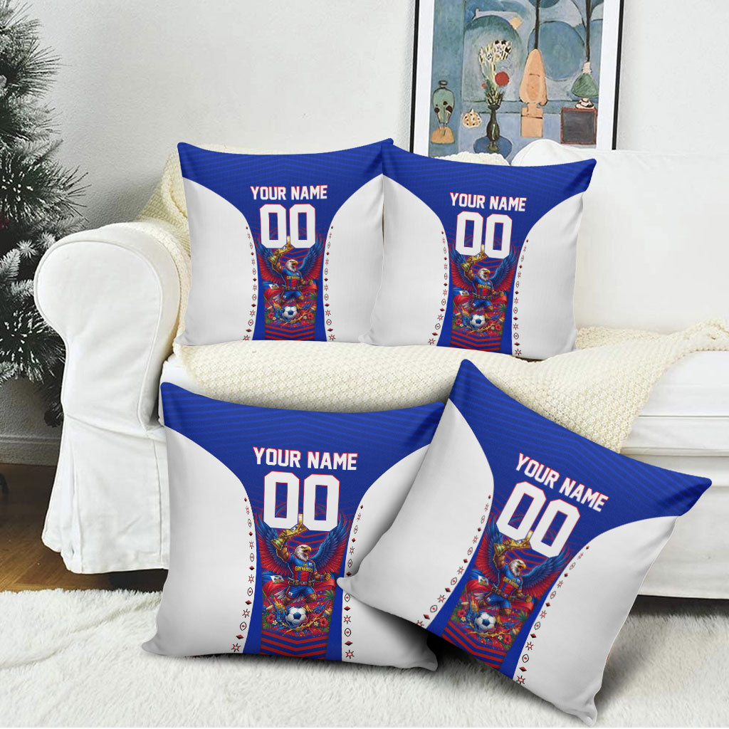 Personalized Haiti Football Eagle Champions Pillow Cover Les Grenadiers Soccer Trophy 2026 Heritage Flag