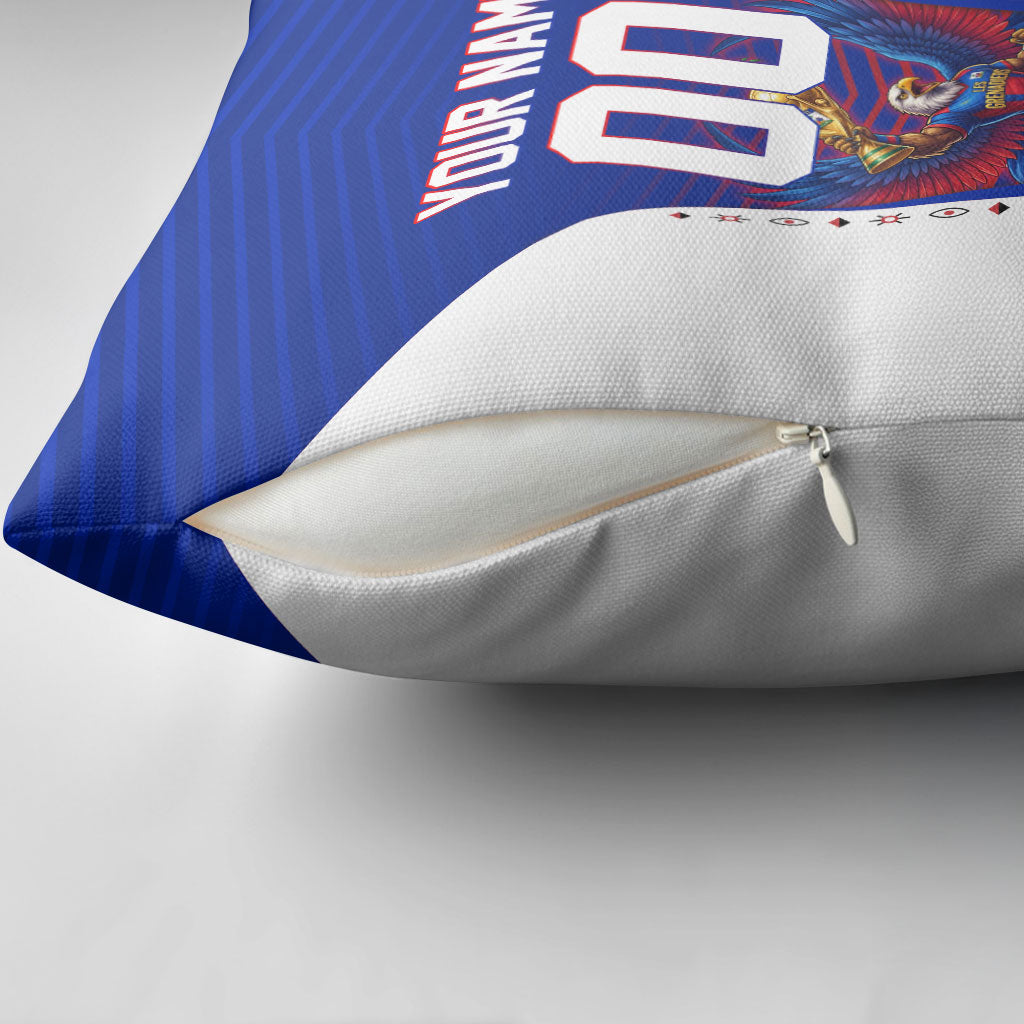 Personalized Haiti Football Eagle Champions Pillow Cover Les Grenadiers Soccer Trophy 2026 Heritage Flag