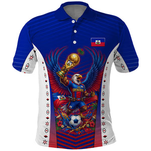 Personalized Haiti Football Eagle Champions Polo Shirt Les Grenadiers Soccer Trophy 2026 Heritage Flag
