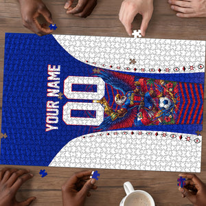 Personalized Haiti Football Eagle Champions Puzzle Les Grenadiers Soccer Trophy 2026 Heritage Flag