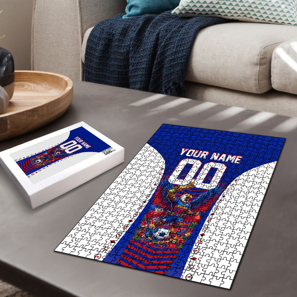 Personalized Haiti Football Eagle Champions Puzzle Les Grenadiers Soccer Trophy 2026 Heritage Flag