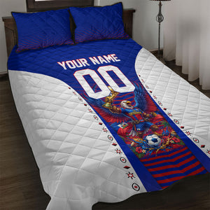 Personalized Haiti Football Eagle Champions Quilt Bed Set Les Grenadiers Soccer Trophy 2026 Heritage Flag