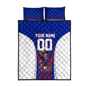Personalized Haiti Football Eagle Champions Quilt Bed Set Les Grenadiers Soccer Trophy 2026 Heritage Flag