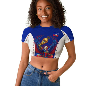 Personalized Haiti Football Eagle Champions Raglan Cropped T shirt Les Grenadiers Soccer Trophy 2026 Heritage Flag