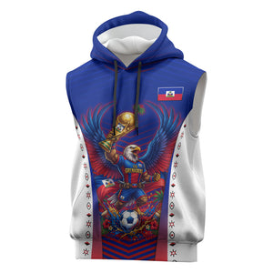 Personalized Haiti Football Eagle Champions Sleeveless Hoodie Les Grenadiers Soccer Trophy 2026 Heritage Flag