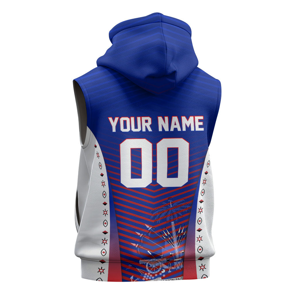 Personalized Haiti Football Eagle Champions Sleeveless Hoodie Les Grenadiers Soccer Trophy 2026 Heritage Flag