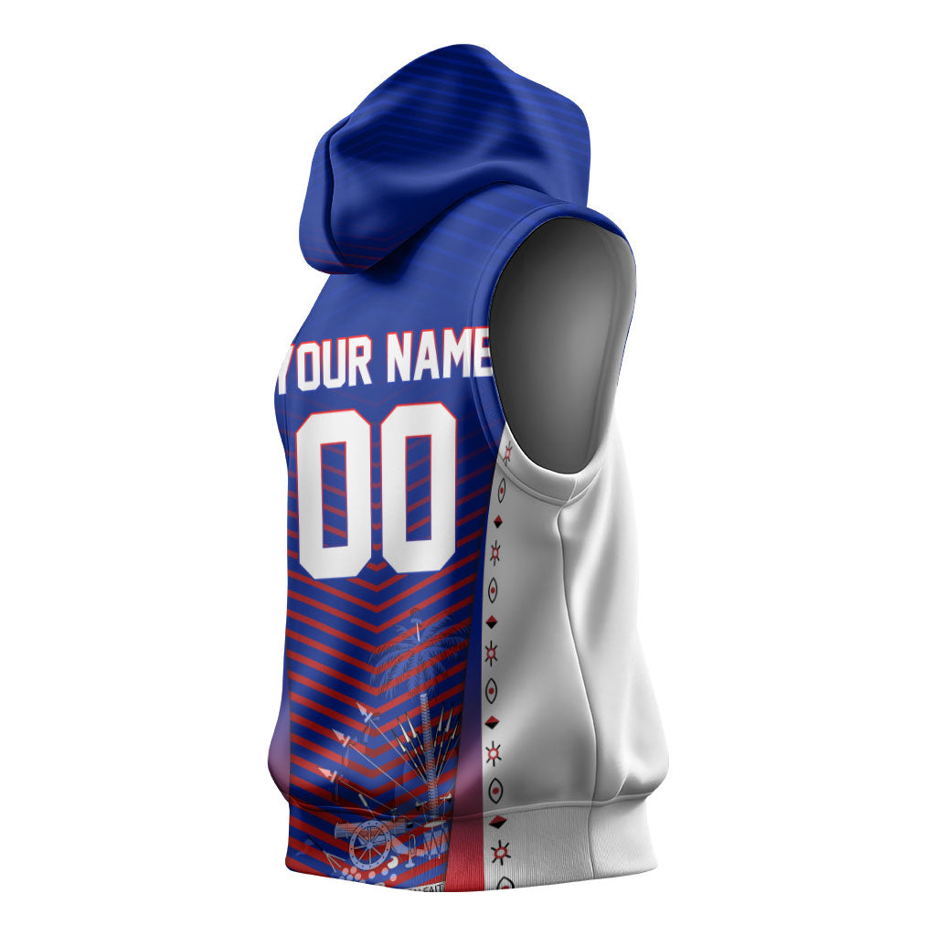 Personalized Haiti Football Eagle Champions Sleeveless Hoodie Les Grenadiers Soccer Trophy 2026 Heritage Flag