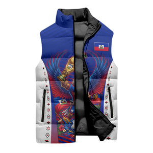 Personalized Haiti Football Eagle Champions Sleeveless Puffer Jacket Les Grenadiers Soccer Trophy 2026 Heritage Flag