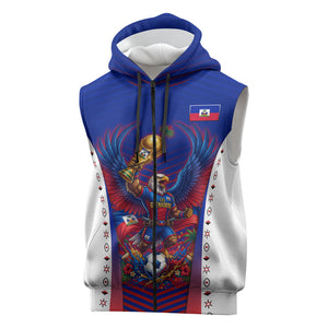Personalized Haiti Football Eagle Champions Sleeveless Zip Hoodie Les Grenadiers Soccer Trophy 2026 Heritage Flag