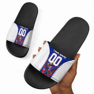 Personalized Haiti Football Eagle Champions Slide Sandals Les Grenadiers Soccer Trophy 2026 Heritage Flag