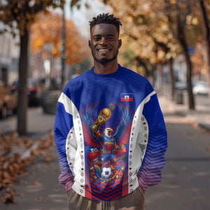 Personalized Haiti Football Eagle Champions Sweatshirt Les Grenadiers Soccer Trophy 2026 Heritage Flag