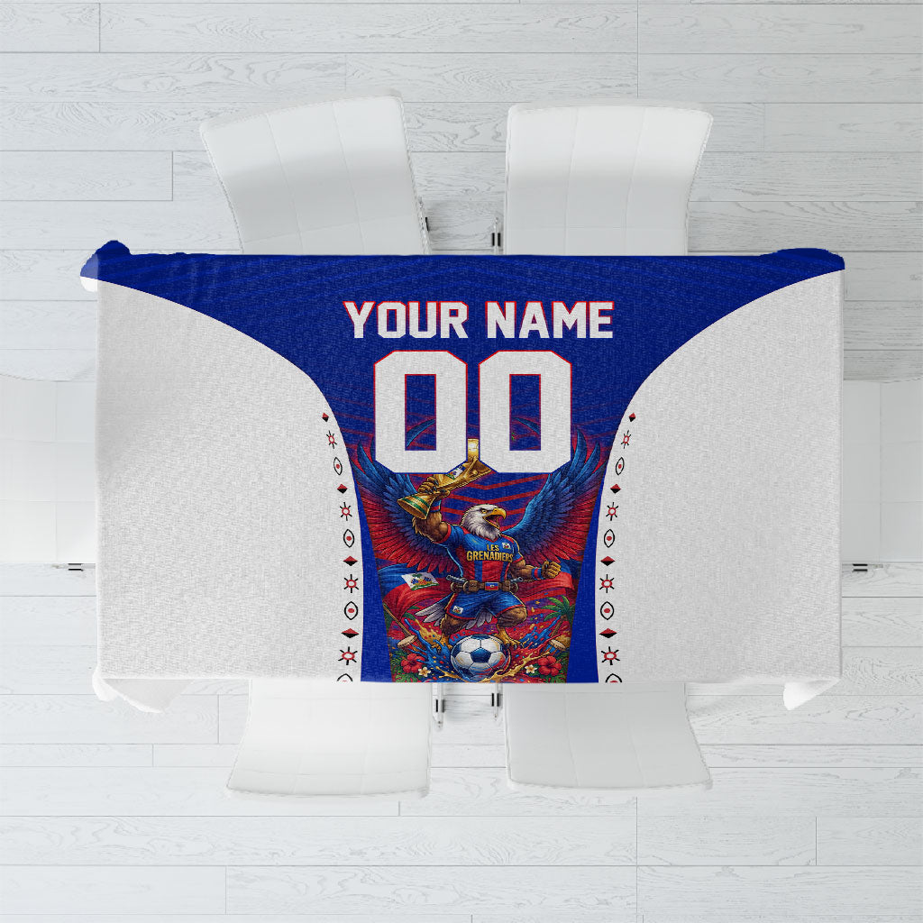 Personalized Haiti Football Eagle Champions Tablecloth Les Grenadiers Soccer Trophy 2026 Heritage Flag