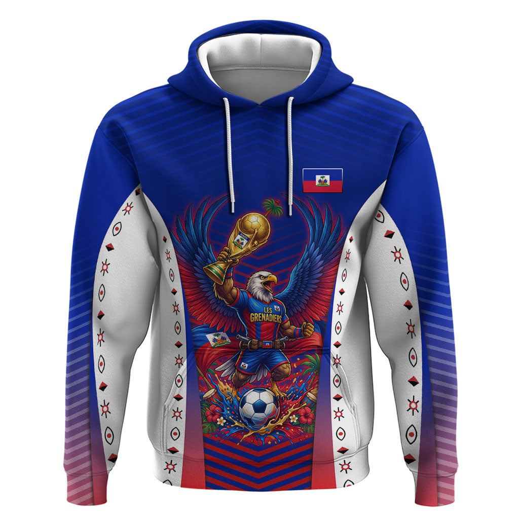 Personalized Haiti Football Eagle Champions Zip Hoodie Les Grenadiers Soccer Trophy 2026 Heritage Flag