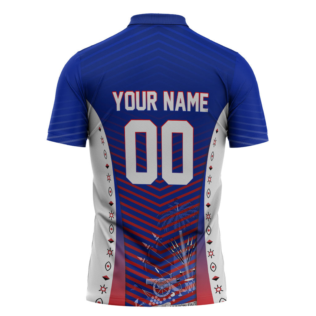 Personalized Haiti Football Eagle Champions Zipper Polo Shirt Les Grenadiers Soccer Trophy 2026 Heritage Flag