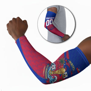 Personalized Haiti Soccer Les Grenadiers Arm Sleeves Championship Football 2026 Trophy Haitian Flag Map