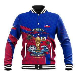 Personalized Haiti Soccer Les Grenadiers Baseball Jacket Championship Football 2026 Trophy Haitian Flag Map