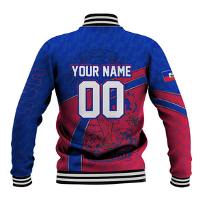 Personalized Haiti Soccer Les Grenadiers Baseball Jacket Championship Football 2026 Trophy Haitian Flag Map