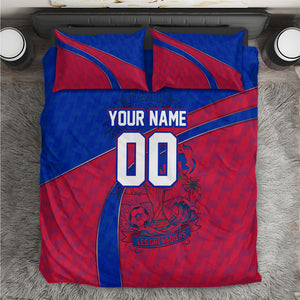 Personalized Haiti Soccer Les Grenadiers Bedding Set Championship Football 2026 Trophy Haitian Flag Map