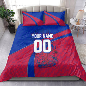 Personalized Haiti Soccer Les Grenadiers Bedding Set Championship Football 2026 Trophy Haitian Flag Map