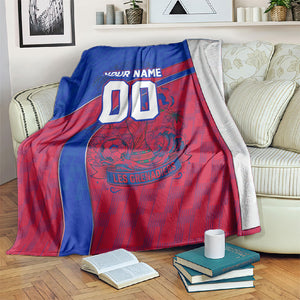 Personalized Haiti Soccer Les Grenadiers Blanket Championship Football 2026 Trophy Haitian Flag Map