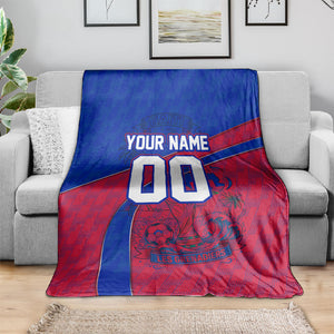 Personalized Haiti Soccer Les Grenadiers Blanket Championship Football 2026 Trophy Haitian Flag Map