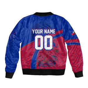 Personalized Haiti Soccer Les Grenadiers Bomber Jacket Championship Football 2026 Trophy Haitian Flag Map