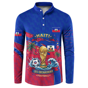 Personalized Haiti Soccer Les Grenadiers Button Sweatshirt Championship Football 2026 Trophy Haitian Flag Map