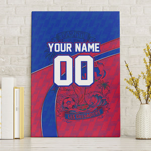Personalized Haiti Soccer Les Grenadiers Canvas Wall Art Championship Football 2026 Trophy Haitian Flag Map