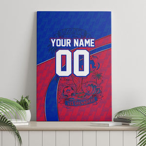 Personalized Haiti Soccer Les Grenadiers Canvas Wall Art Championship Football 2026 Trophy Haitian Flag Map