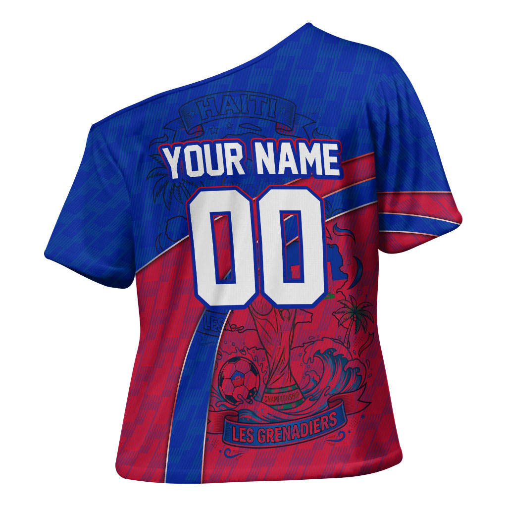 Personalized Haiti Soccer Les Grenadiers Cross Shoulder Shirt Championship Football 2026 Trophy Haitian Flag Map