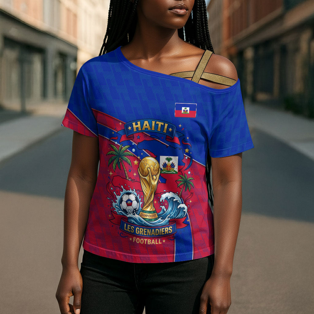 Personalized Haiti Soccer Les Grenadiers Cross Shoulder Shirt Championship Football 2026 Trophy Haitian Flag Map
