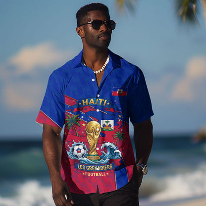 Personalized Haiti Soccer Les Grenadiers Hawaiian Shirt Championship Football 2026 Trophy Haitian Flag Map